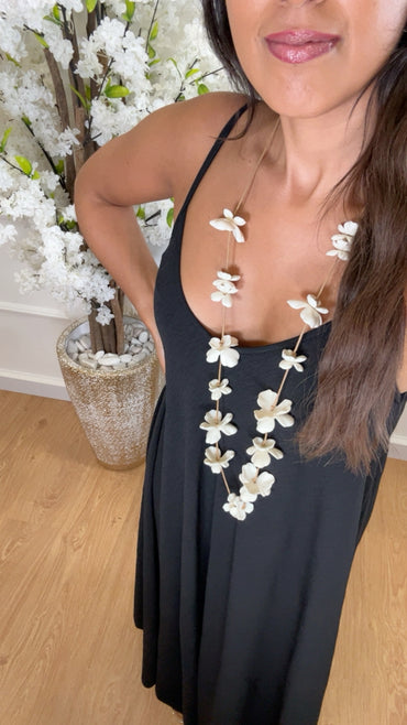 Vestido oversize de alças Preto
