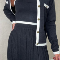Conjunto Cardigan + Top 2 cores Preto com branco