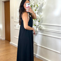 Vestido oversize de alças Preto