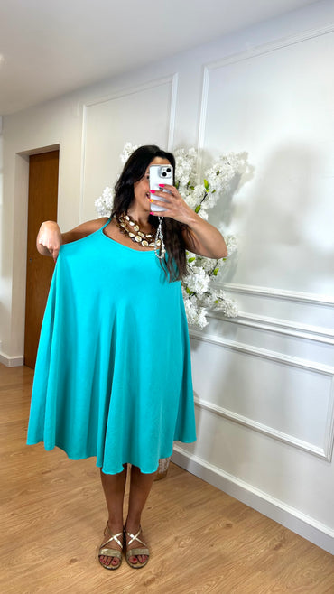 Vestido Midi oversize de alças Azul