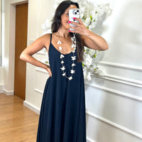 Vestido oversize de alças Azul Marinho