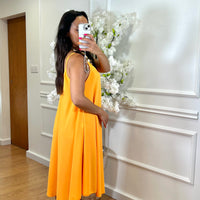 Vestido Midi oversize de alças Laranja