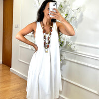 Vestido Midi com alça larga Branco