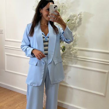 Calça com elastico Azul Bébé