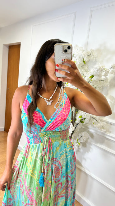 Vestido Acetinado com Padrao