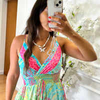 Vestido Acetinado com Padrao