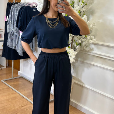 Crop top azul marinho