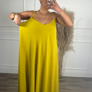 Vestido oversize de alças Amarelo
