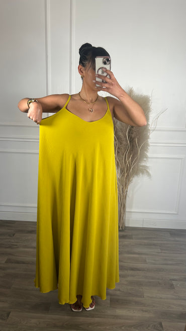 Vestido oversize de alças Amarelo torrado