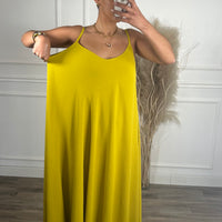 Vestido oversize de alças Amarelo