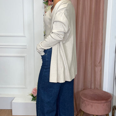 Conjunto Top com brilhos + Casaco Bege