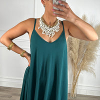Vestido oversize de alças Verde Esmeralda
