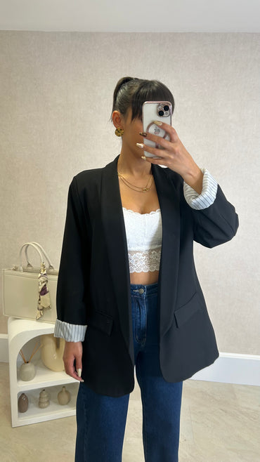 Blazer com Forro Listrado Preto