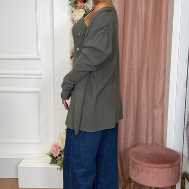 Conjunto Top com brilhos + Casaco Verde Seco