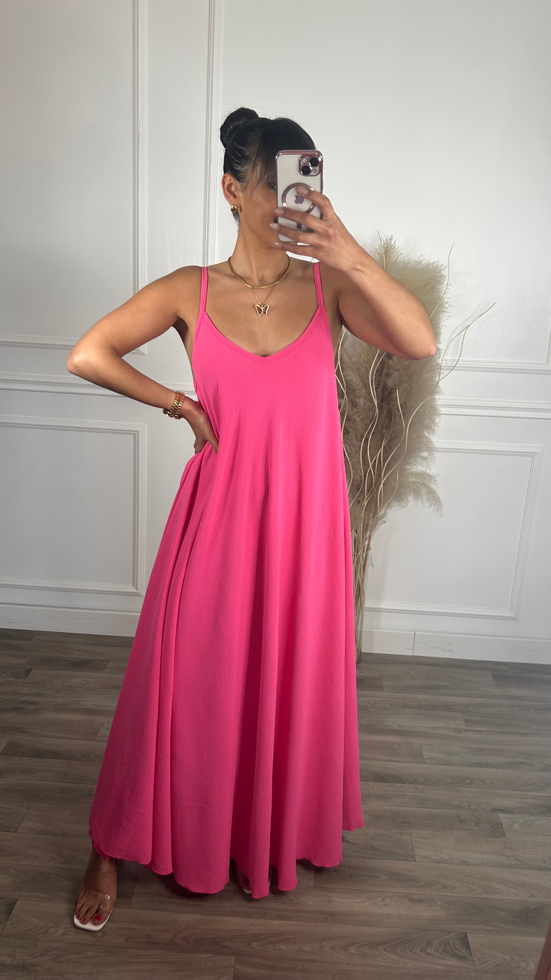 Vestido oversize de alças Rosa