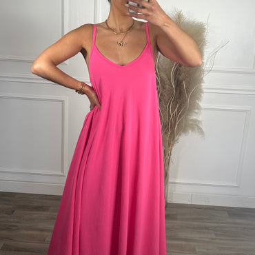 Vestido oversize de alças Rosa
