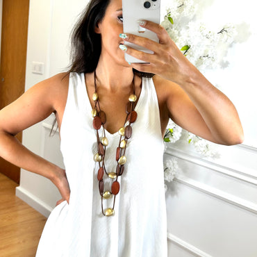 Vestido Midi com alça larga Branco