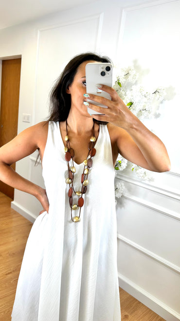 Vestido Midi com alça larga Branco