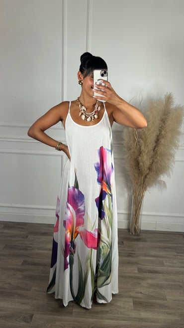 Vestido divertido tons branco
