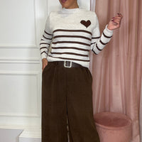 Calça de bombazine com Cinto em Castanha