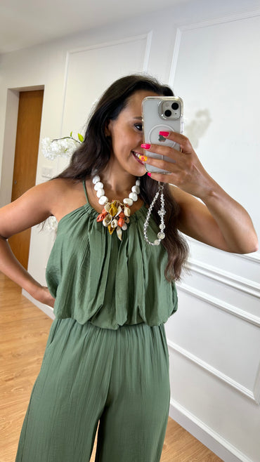 Conjunto Top + Pantalona Verde Seco