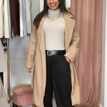 Casaco de Fazenda Midi Camel Texturado