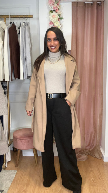 Casaco de Fazenda Midi Camel Texturado