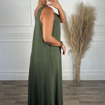 Vestido oversize de alça grossa Verde tropa