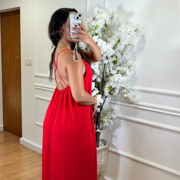 Vestido de Alças Cruzadas Vermelho