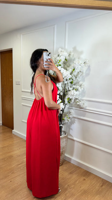 Vestido de Alças Cruzadas Vermelho