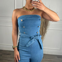 Macacão de Ganga com Botões Dourados