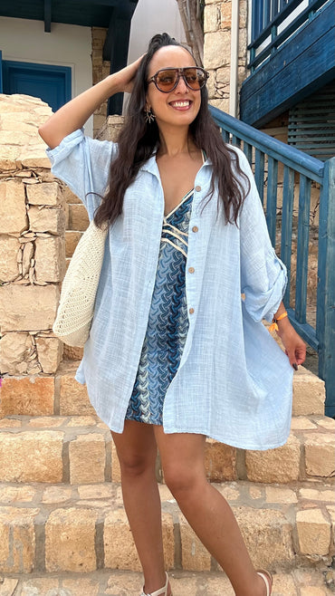 Camiseiro Azul Bebé de algodão