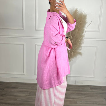 Pantalona riscas rosa