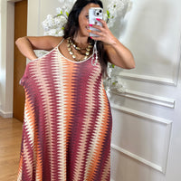 Vestido Zig Zag com fio dourado em Bordo