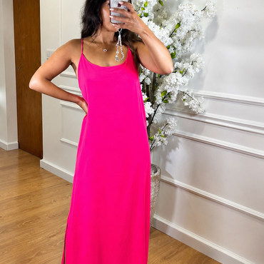 Vestido de Alças Cruzadas Rosa fuscia