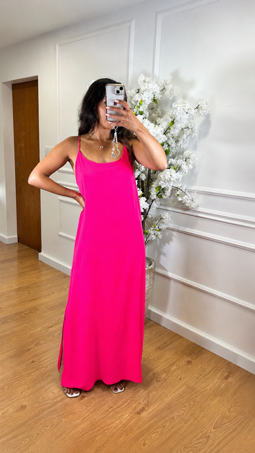 Vestido de Alças Cruzadas Rosa fuscia
