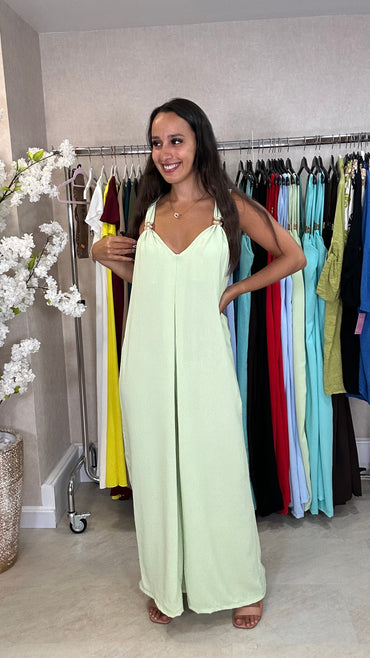 Macacão oversize com argola dourada em Verde Agua