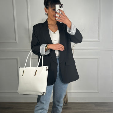 Blazer com Forro Listrado Preto