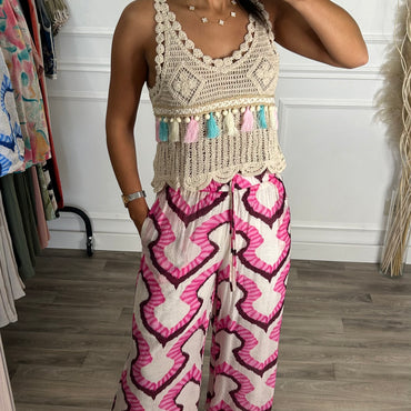 Pantalona Padrão Rosa
