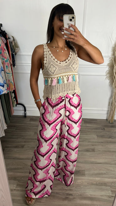 Pantalona Padrão Rosa