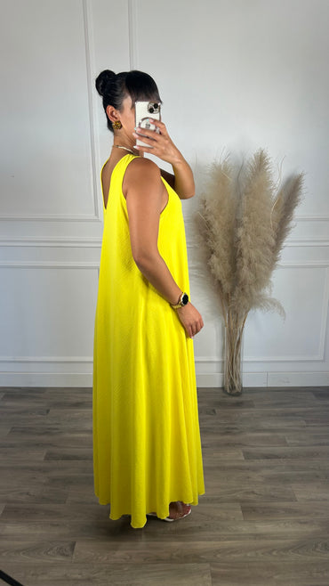 Vestido oversize de alça grossa Amarelo