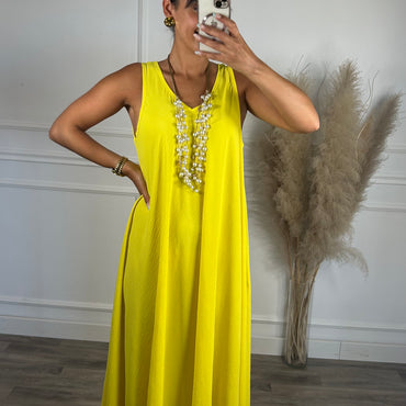Vestido oversize de alça grossa Amarelo