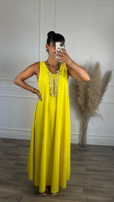 Vestido oversize de alça grossa Amarelo