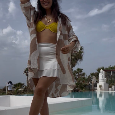 Camiseiro Camel com padrão  de algodão Médio