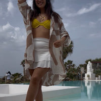 Camiseiro Camel com padrão  de algodão Médio