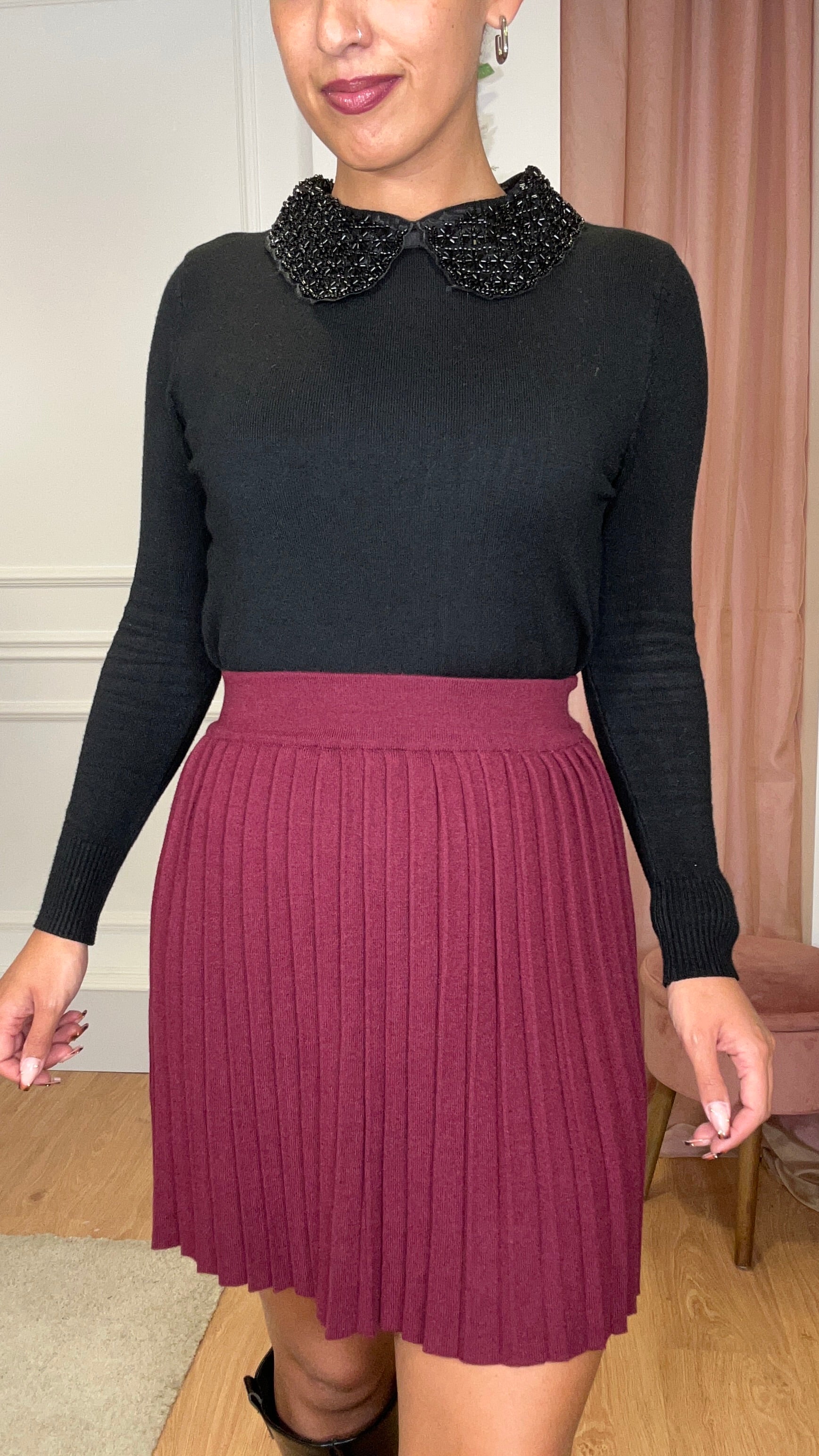 Mini saia plissada Bordeaux