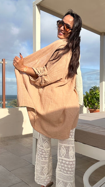 Camiseiro Camel de algodão