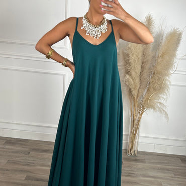 Vestido oversize de alças Verde Esmeralda