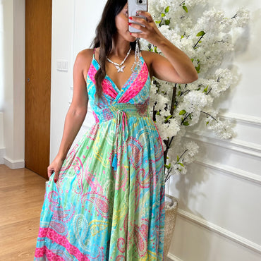 Vestido Acetinado com Padrao