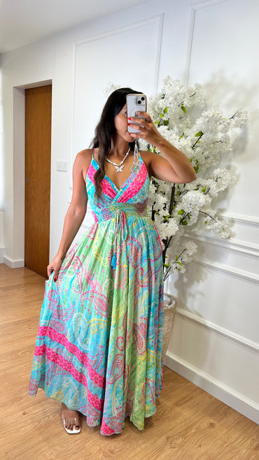 Vestido Acetinado com Padrao